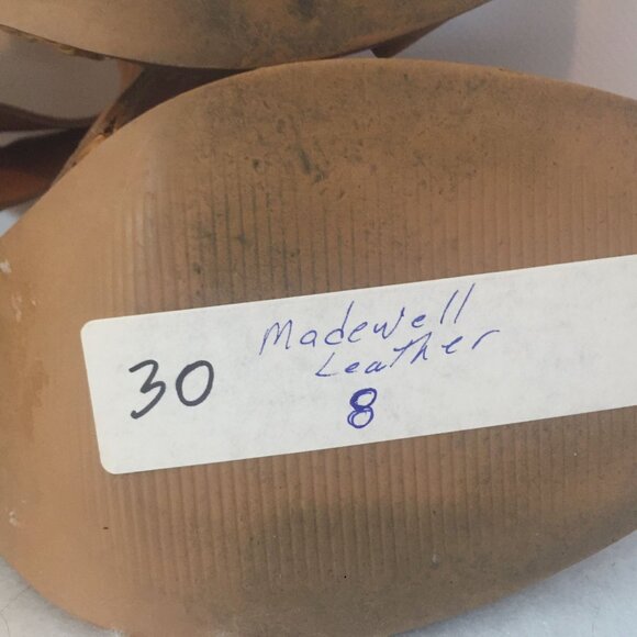 Madewell Womens Tan Leather Heel Sandals Size 8 Strappy - Picture 15 of 15